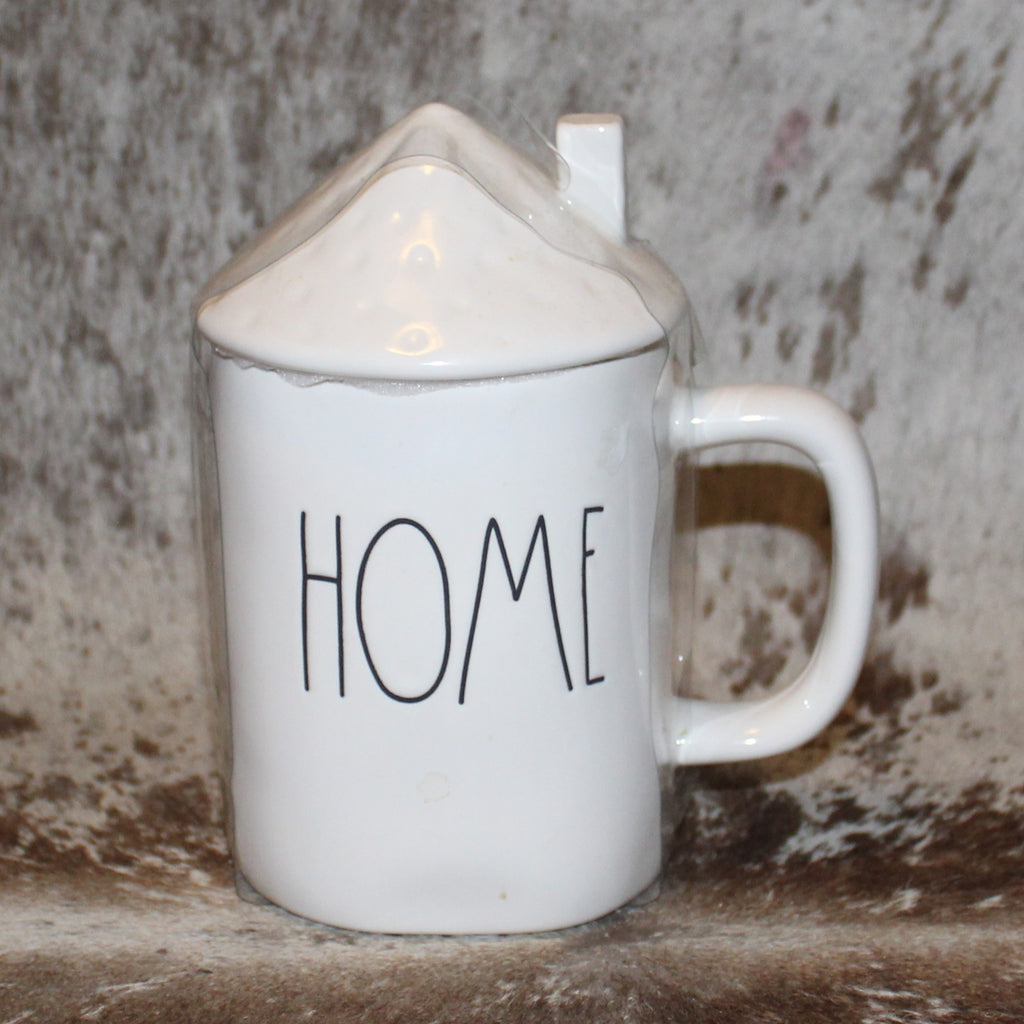 Rae Dunn HOME White Mug With House Roof Topper