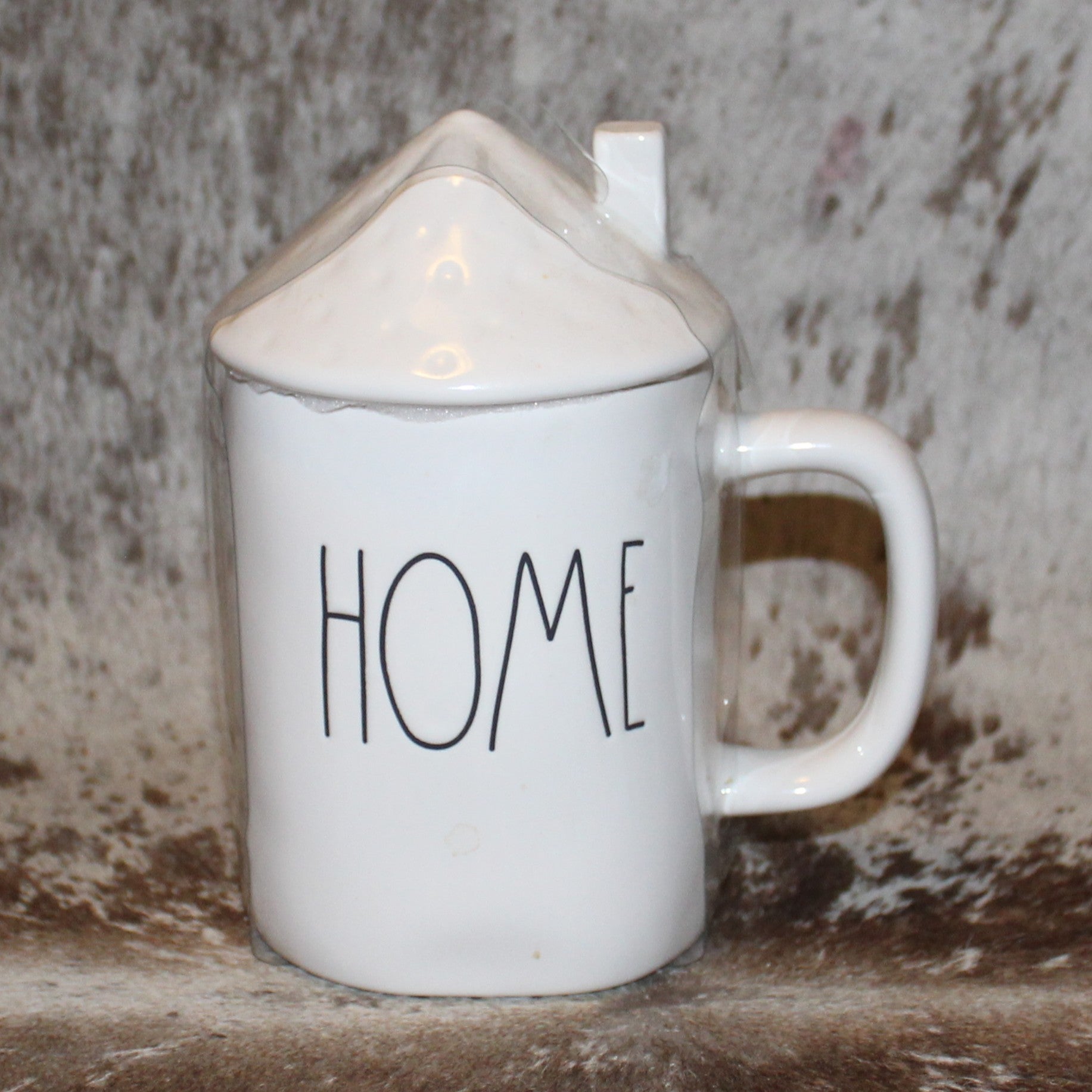 Rae Dunn HOME White Mug With House Roof Topper