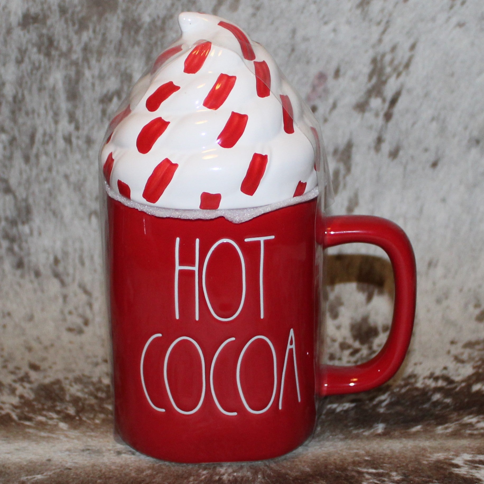 Rae Dunn HOT COCOA Red Mug with Whip Cream Topper