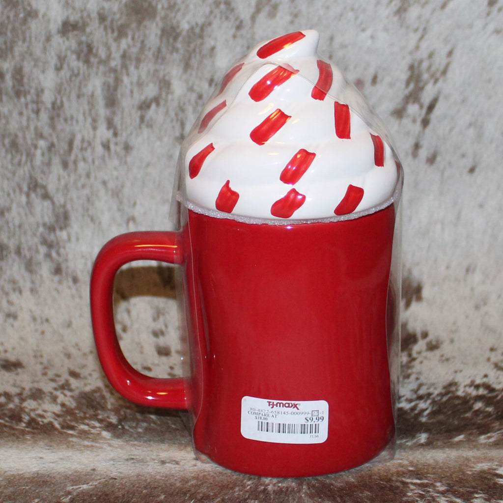 Rae Dunn HOT COCOA Red Mug with Whip Cream Topper