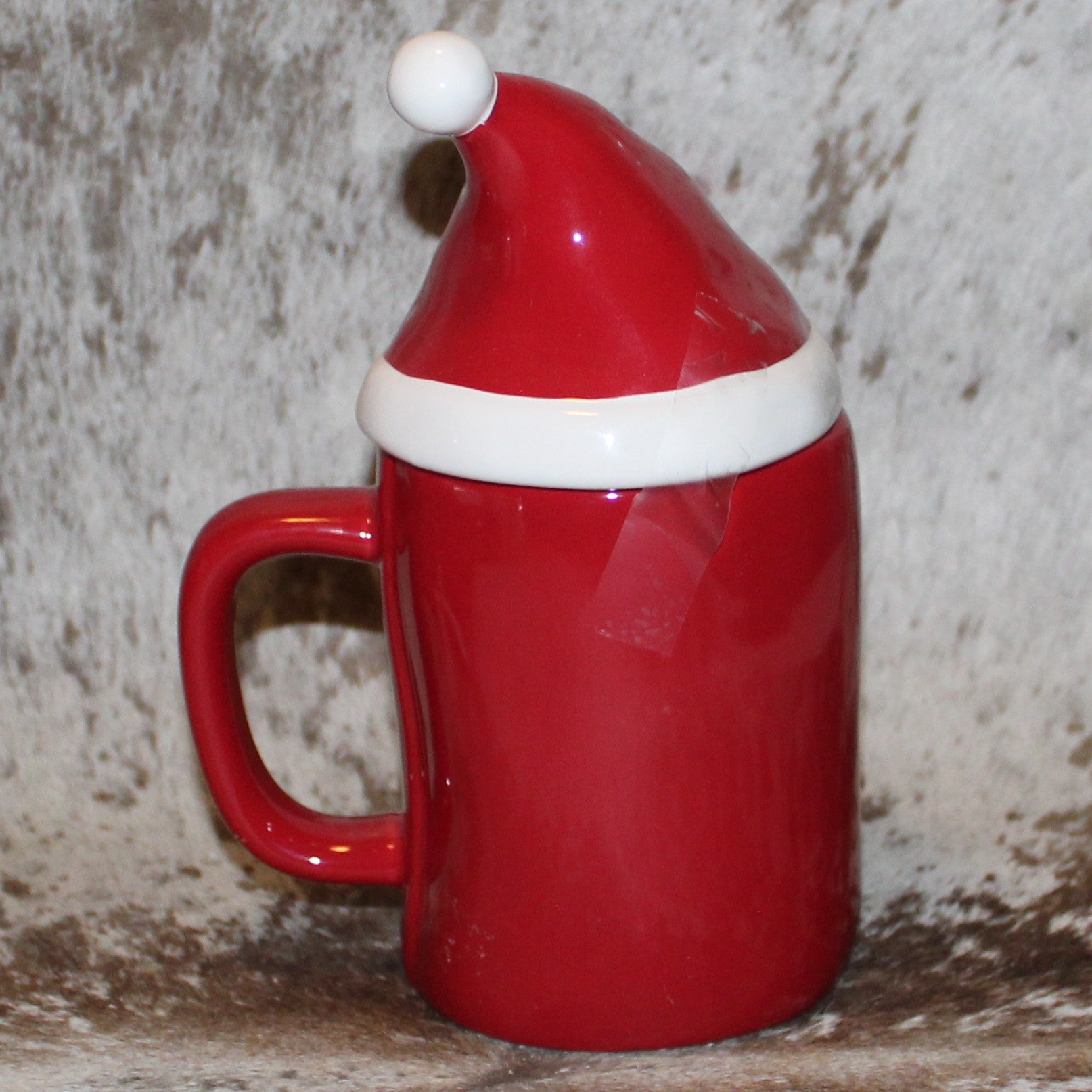 Rae Dunn SANTA'S HELPER Red Mug with Santa Hat Topper