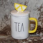Rae Dunn TEA White Mug With Lemon Slice Topper