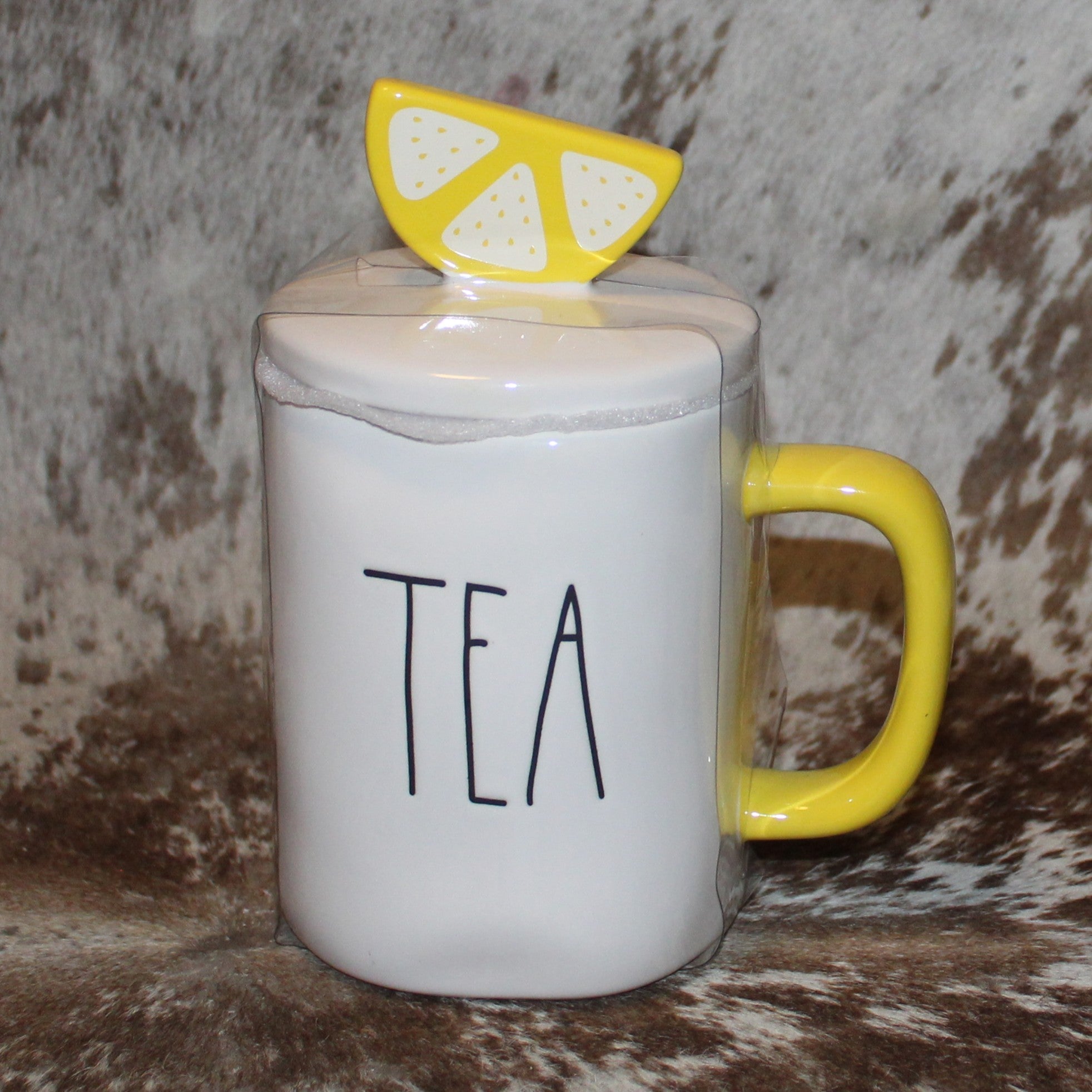 Rae Dunn TEA White Mug With Lemon Slice Topper