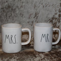 Rae Dunn MR. & MRS. White Mug Set