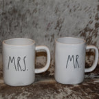 Rae Dunn MR. & MRS. White Mug Set