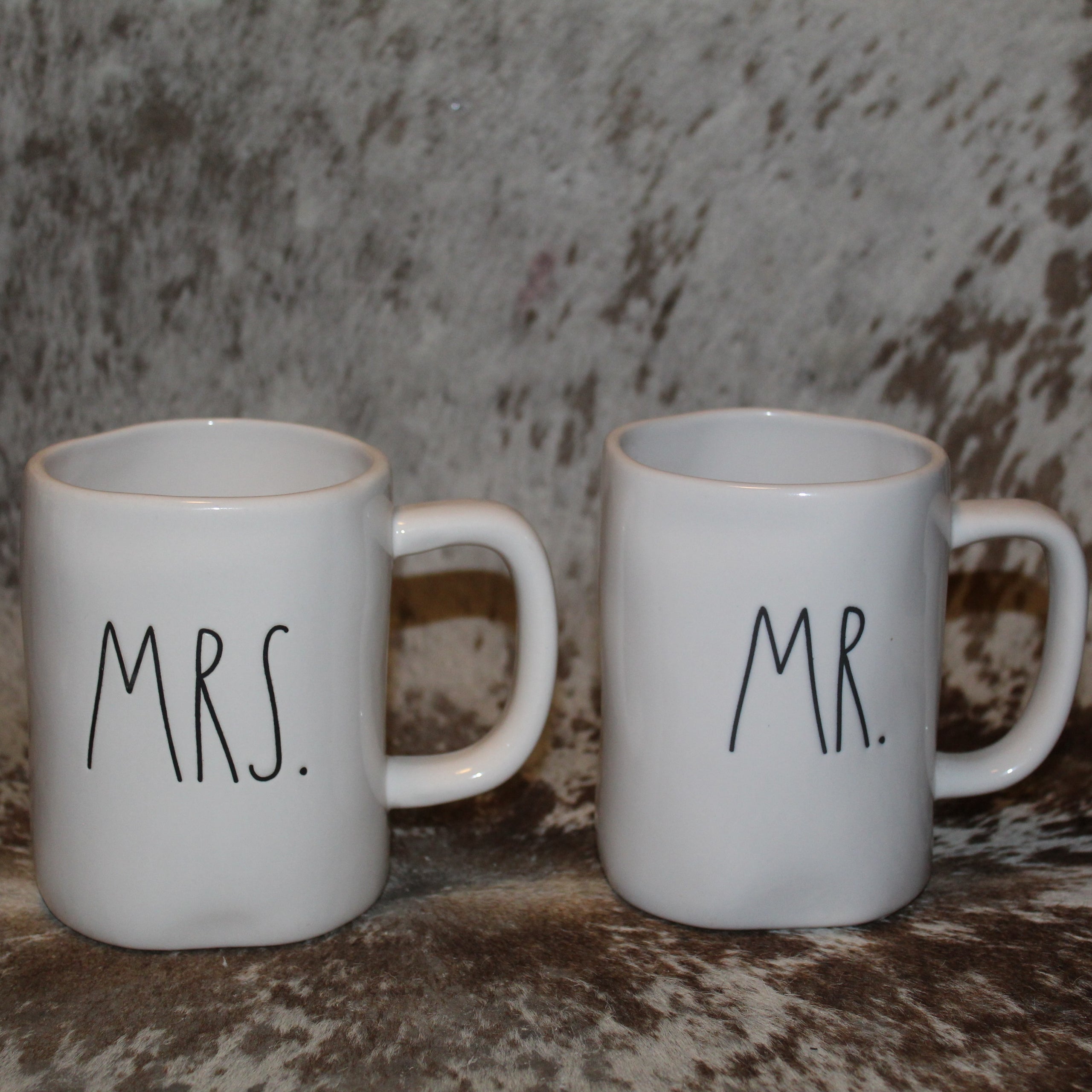 Rae Dunn MR. & MRS. White Mug Set