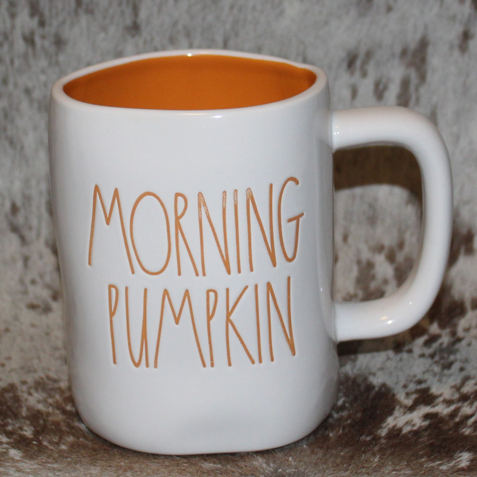 Rae Dunn MORNING PUMPKIN White Mug