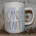Rae Dunn CANDY HEARTS Iridescent White Mug