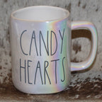 Rae Dunn CANDY HEARTS Iridescent White Mug