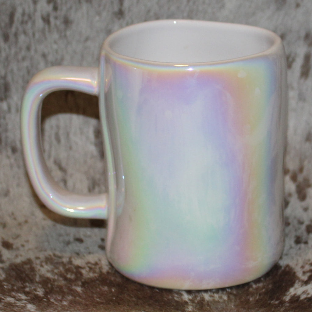 Rae Dunn CANDY HEARTS Iridescent White Mug