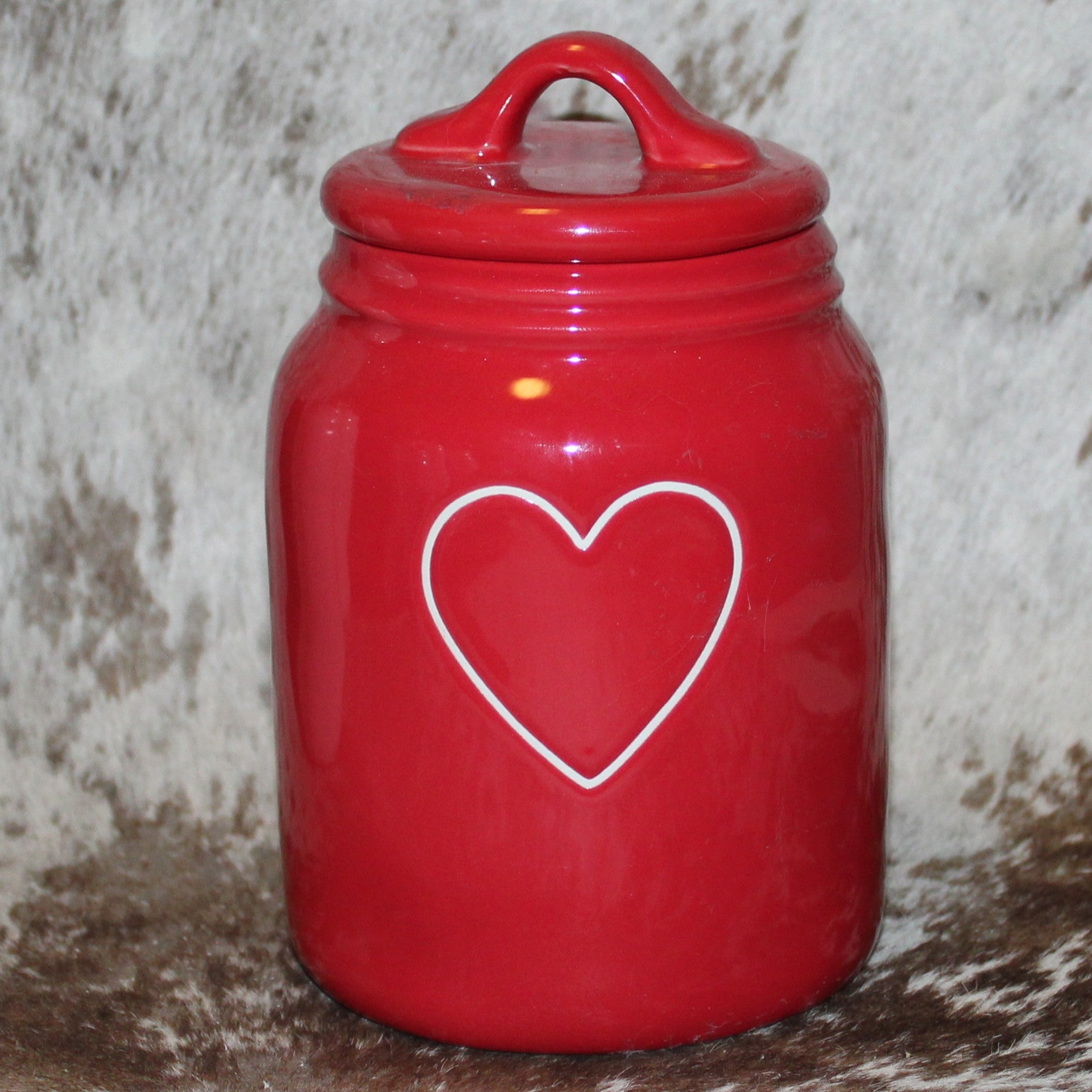 Rae Dunn White Heart Red Baby Canister
