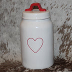 Rae Dunn Red Heart White Medium Canister