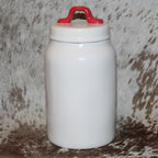 Rae Dunn Red Heart White Medium Canister