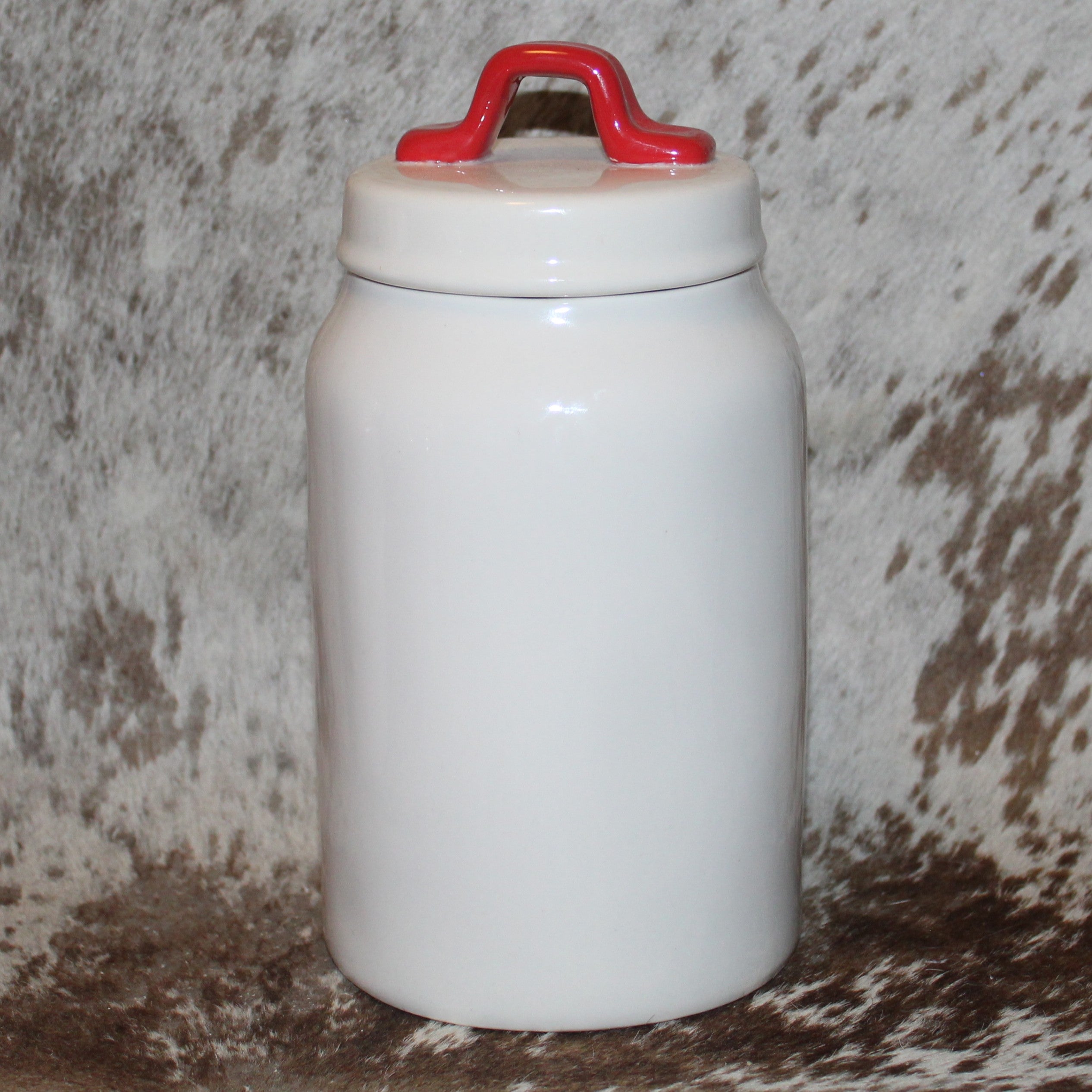 Rae Dunn Red Heart White Medium Canister