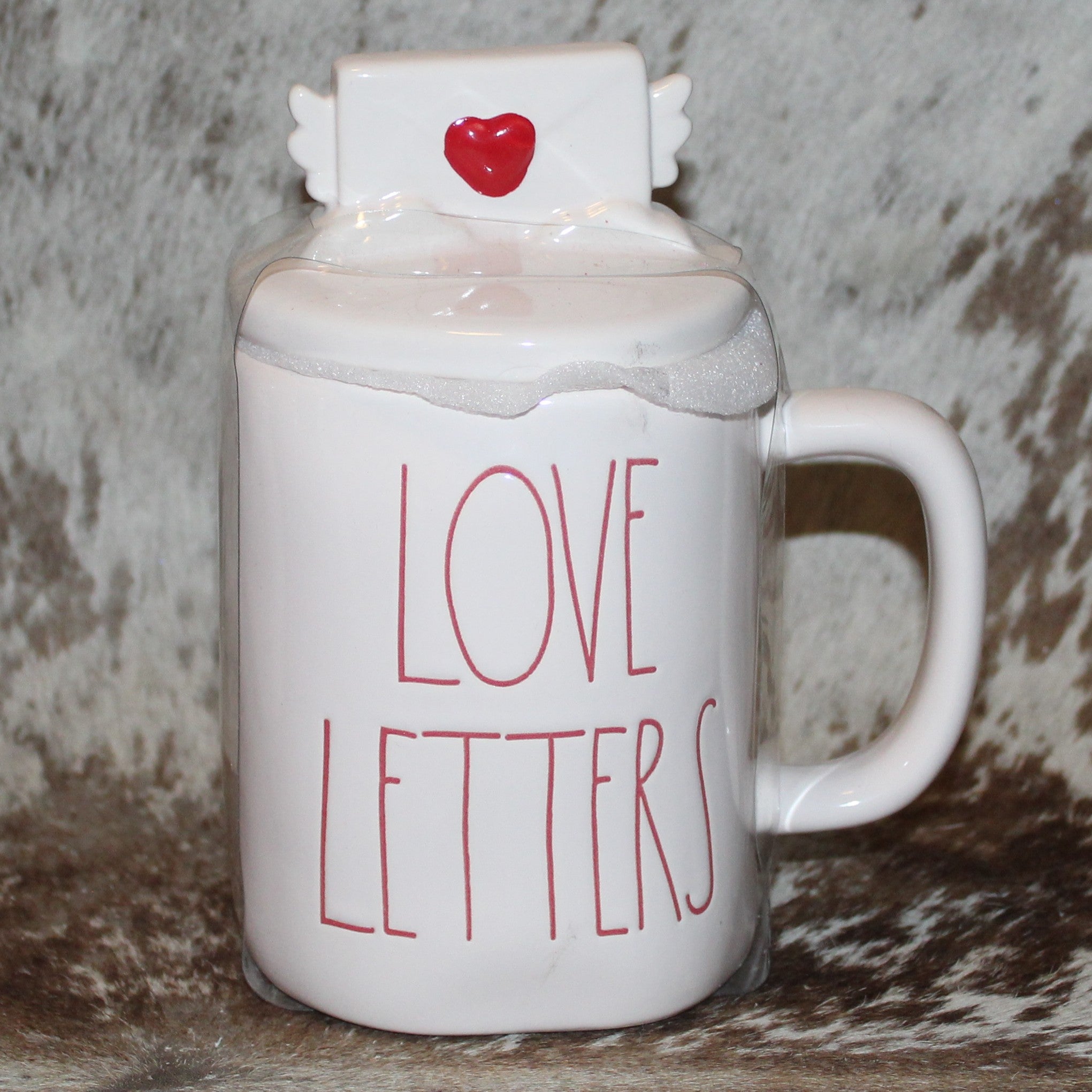 Rae Dunn LOVE LETTERS White Mug with Letter Topper
