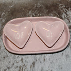 Rae Dunn LOVE LIFE Pink Trinket Tray Set