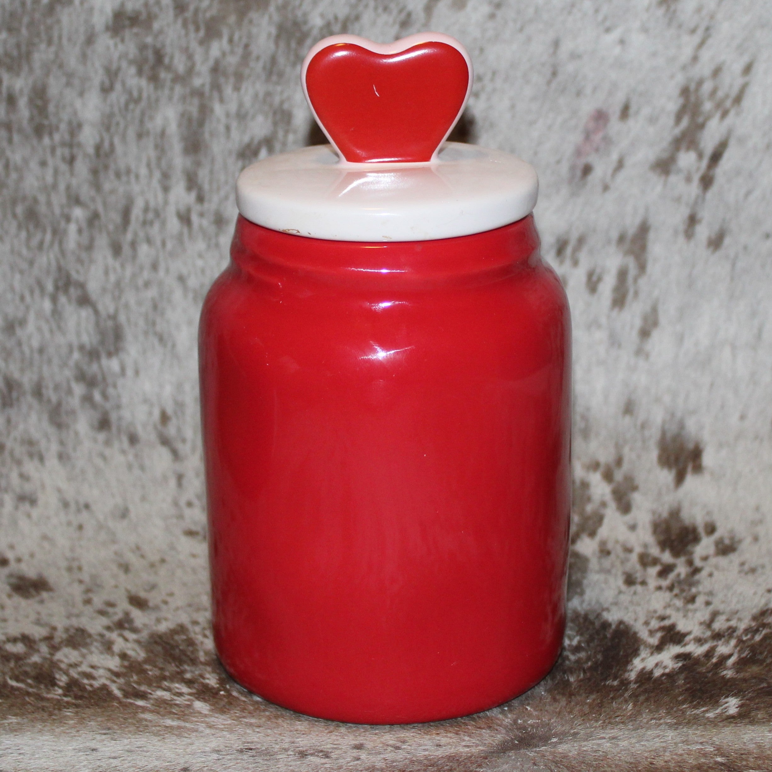 Rae Dunn XOXO Red Baby Canister With Heart Topper