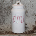 Rae Dunn KISSES White Tall Canister
