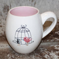Rae Dunn Lollipop Birdcage White/Pink M Stamp Mug