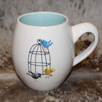 Rae Dunn Lollipop Birdcage White/Light Blue M Stamp Mug