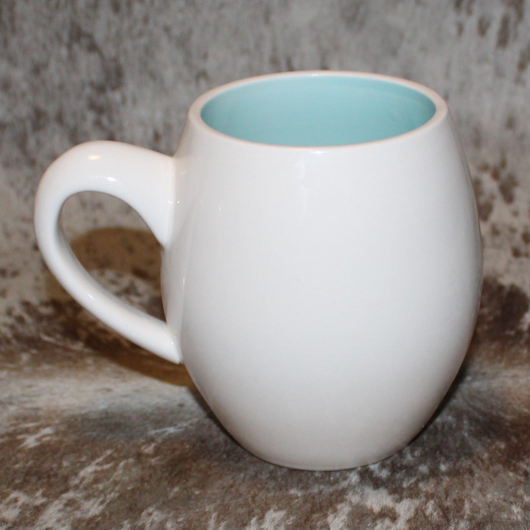 Rae Dunn Lollipop Birdcage White/Light Blue M Stamp Mug