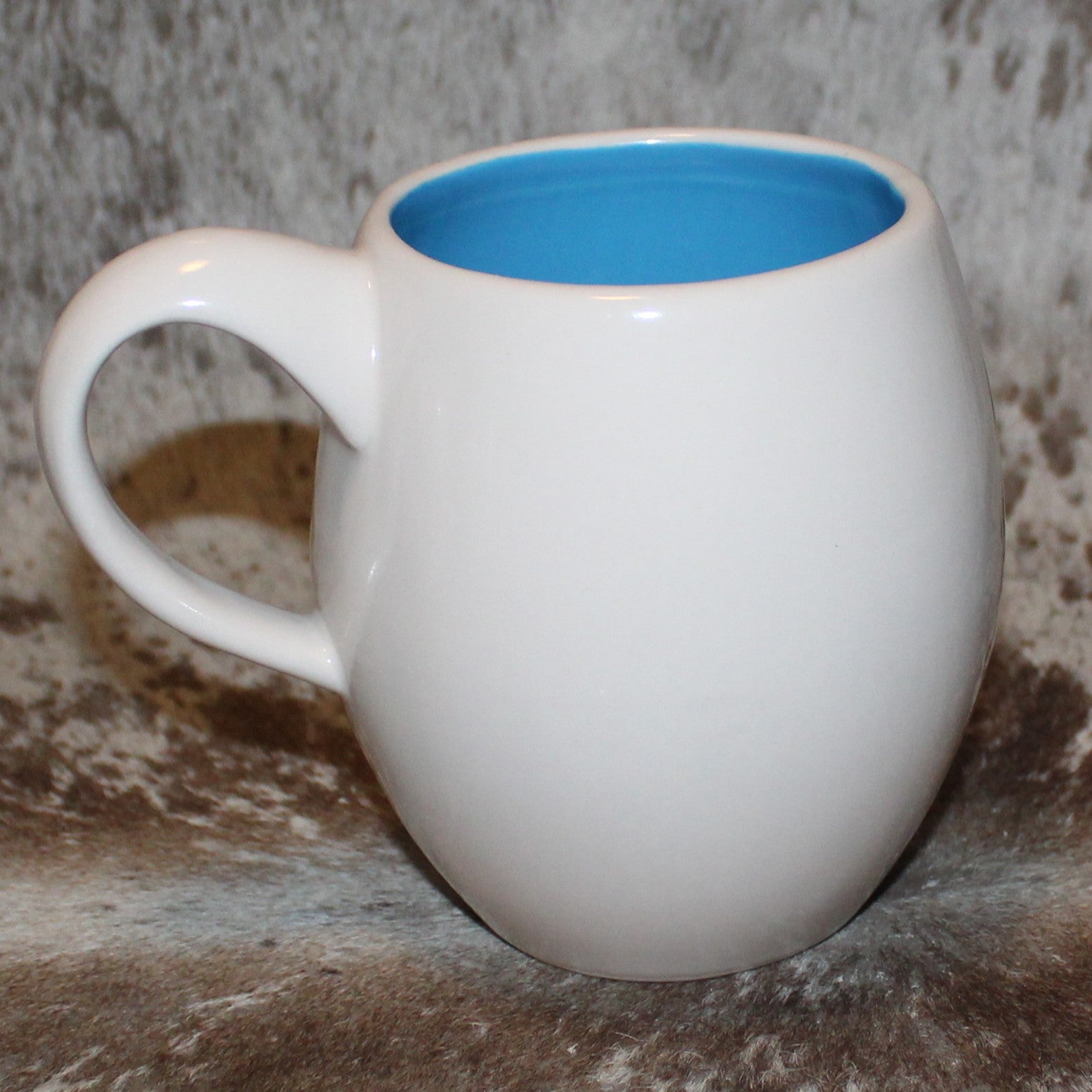 Rae Dunn Lollipop Birdcage White/Blue M Stamp Mug