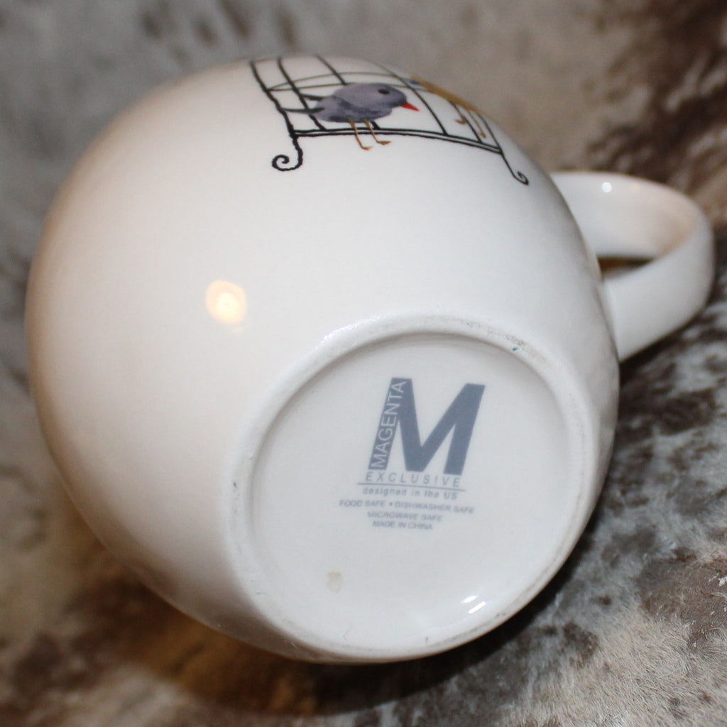 Rae Dunn Lollipop Birdcage White/Blue M Stamp Mug