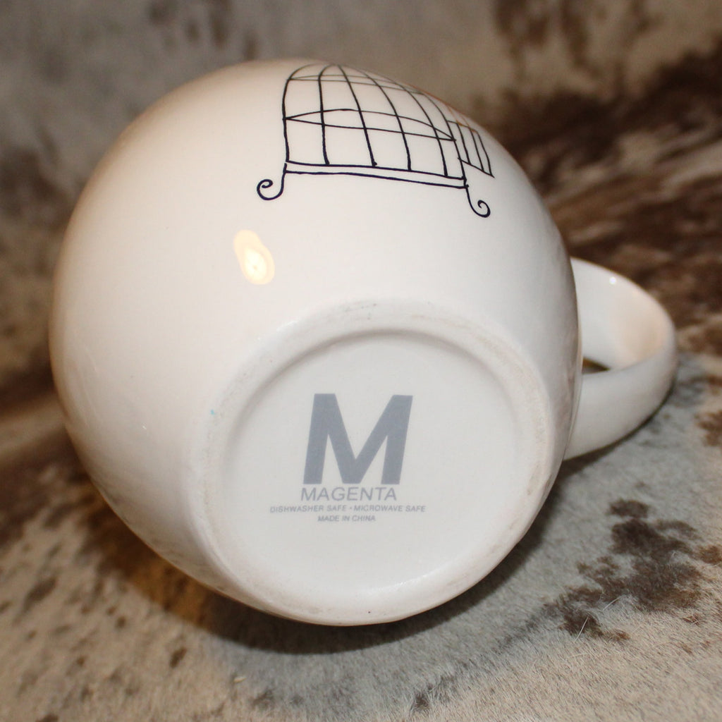Rae Dunn Lollipop Birdcage White/Yellow M Stamp Mug