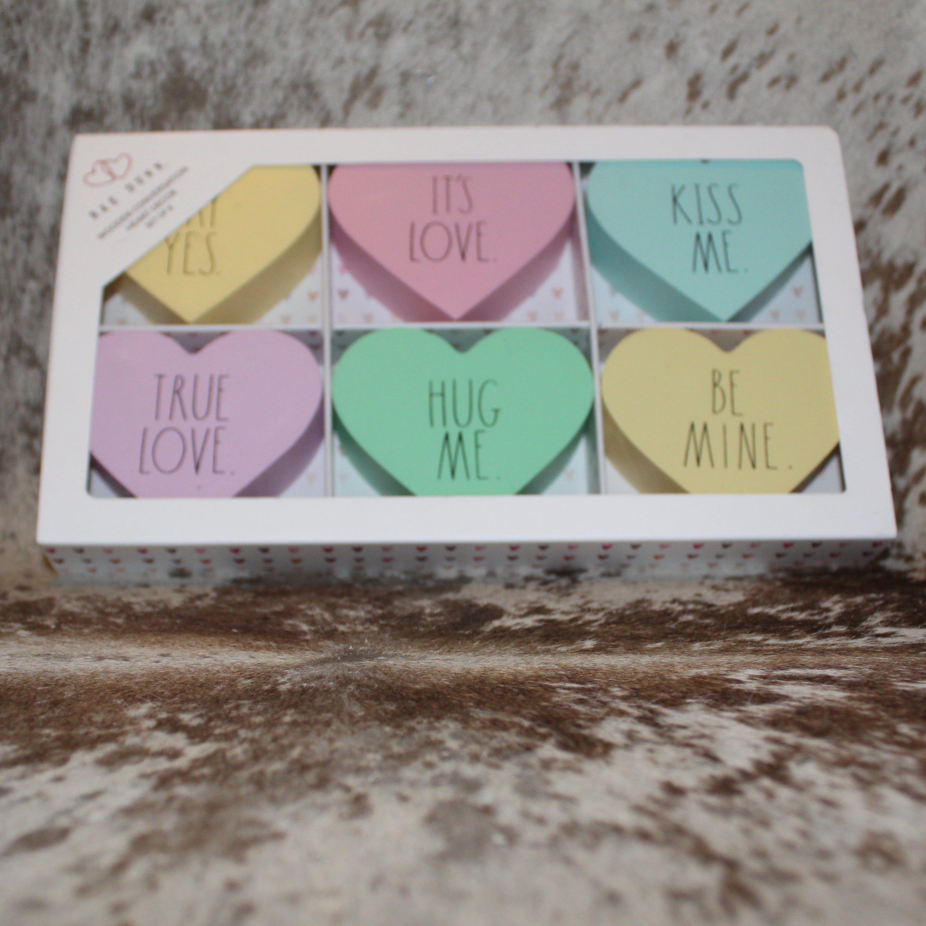 Rae Dunn Wooden Heart Conversation Decor Set of 6