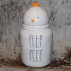 Rae Dunn PEEP PEEP White Canister with Chick Head Topper