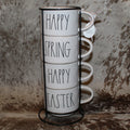 Rae Dunn HAPPY SPRING HAPPY EASTER Eggs Stacking Mug Set