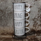 Rae Dunn HAPPY SPRING HAPPY EASTER Eggs Stacking Mug Set