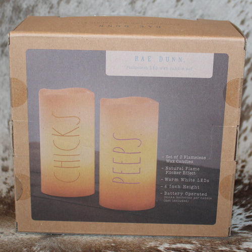 Rae Dunn CHICKS PEEPS Led Candle Set of 2