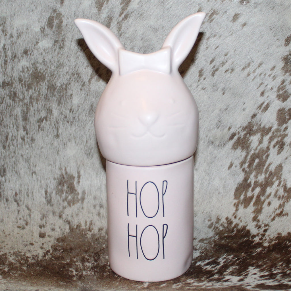 Rae Dunn HOP HOP Pink Candle with Bunny Head Topper