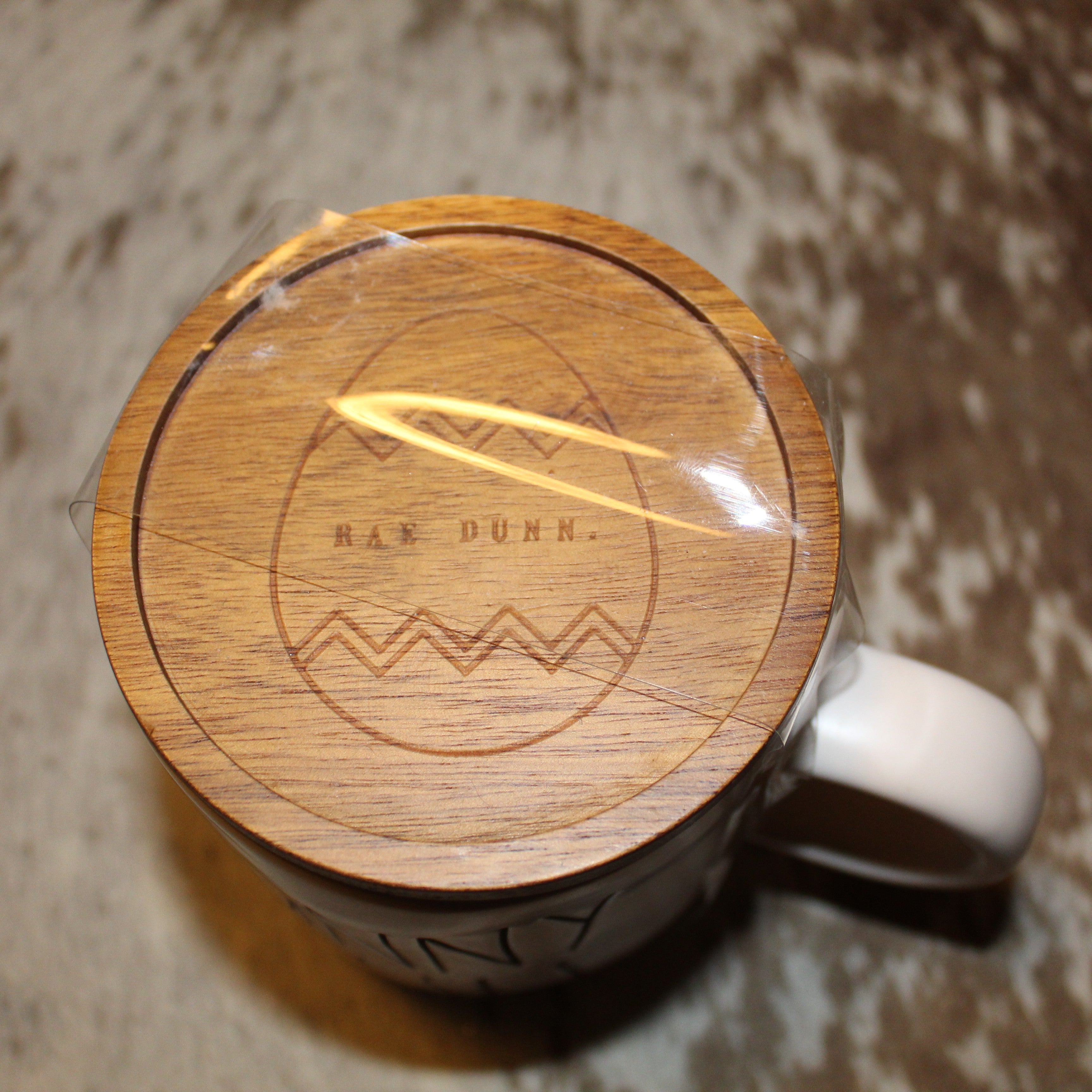 Rae Dunn BUNNY KISSES White Mug with Wood Cellar Lid