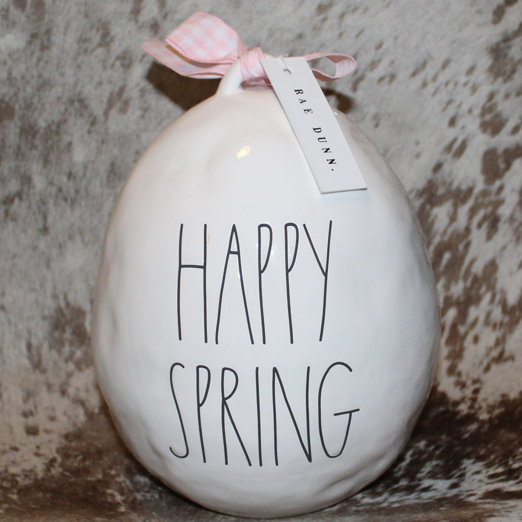 Rae Dunn HAPPY SPRING Large Egg Figurine