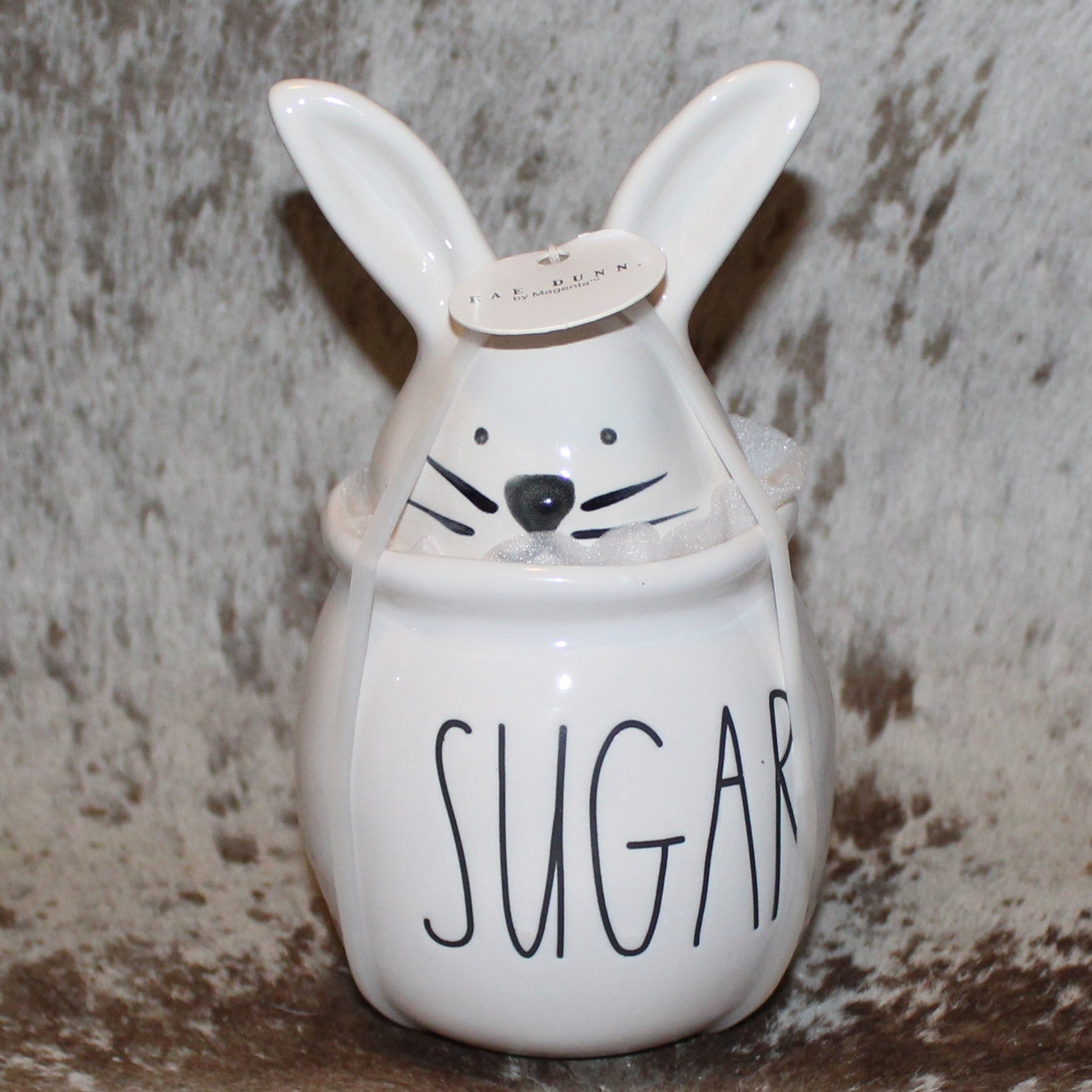 Rae Dunn SUGAR Sugar Jar with Bunny Head Topper