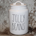 Rae Dunn JELLY BEANS Large White Canister with Flat Lid