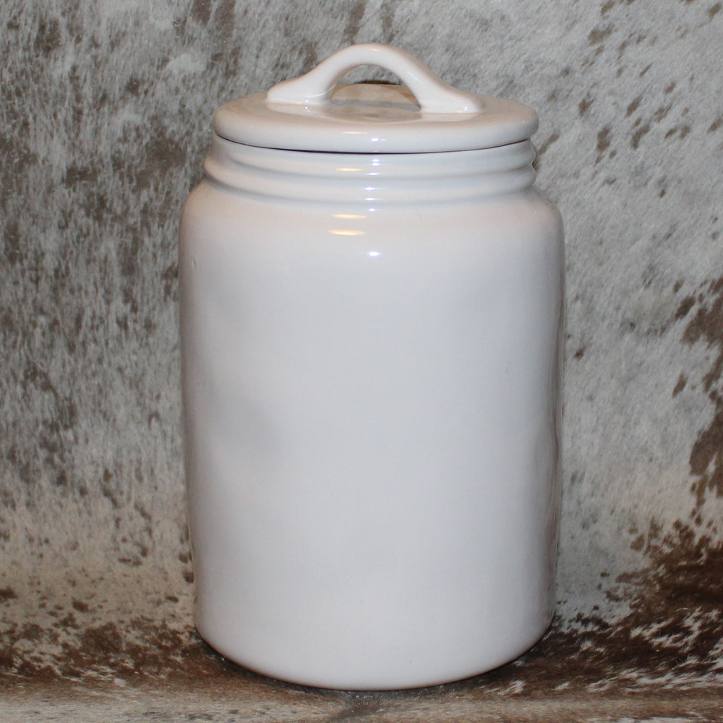 Rae Dunn JELLY BEANS Large White Canister with Flat Lid