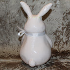 Rae Dunn HAPPY SPRING Large Bunny Figurine with Flower Crown very Light Pink