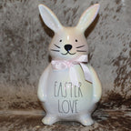 Rae Dunn EASTER LOVE Large Bunny Figurine Iridescent White