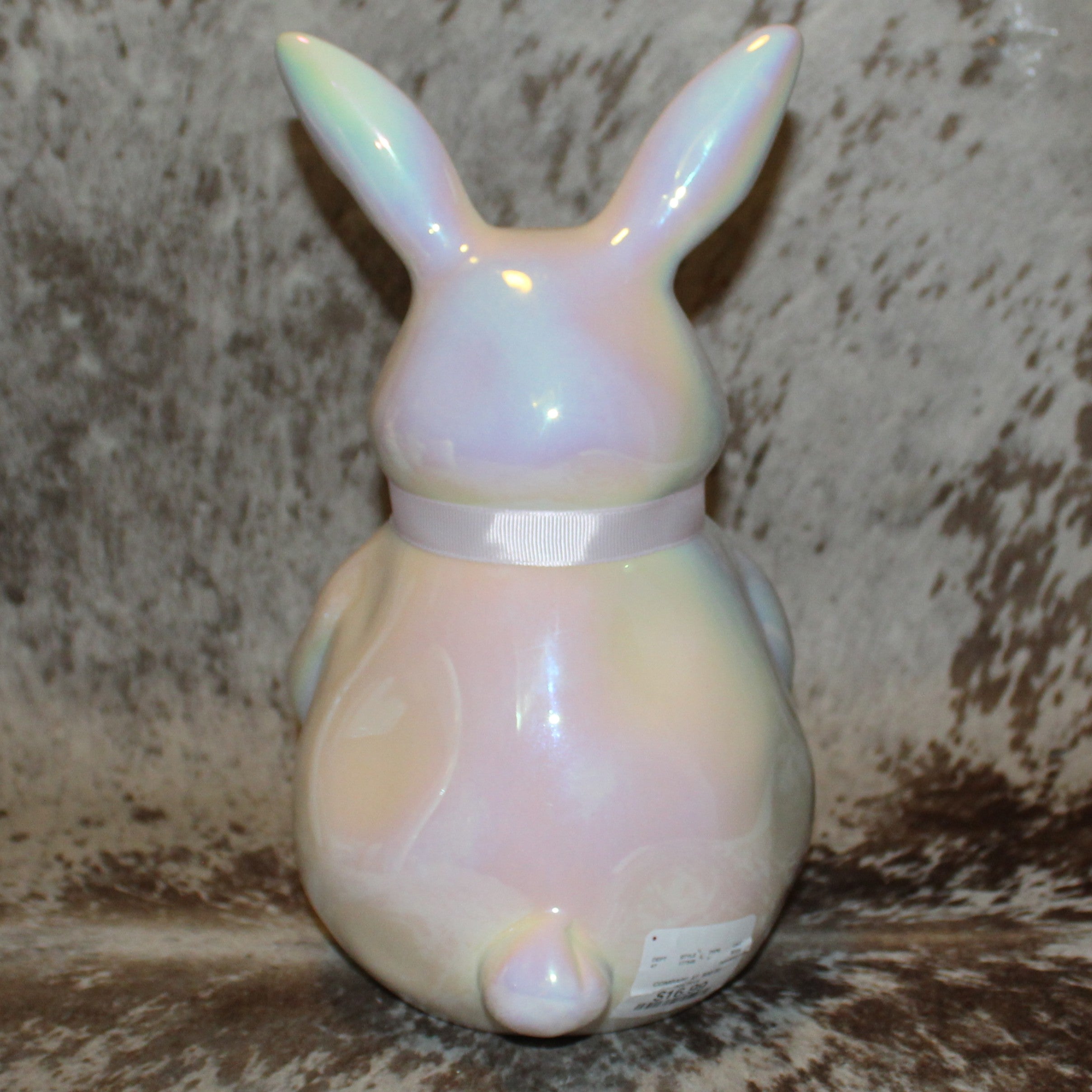 Rae Dunn EASTER LOVE Large Bunny Figurine Iridescent White