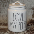 Rae Dunn LOVE MY PEEPS Medium White Canister with Flat Lid